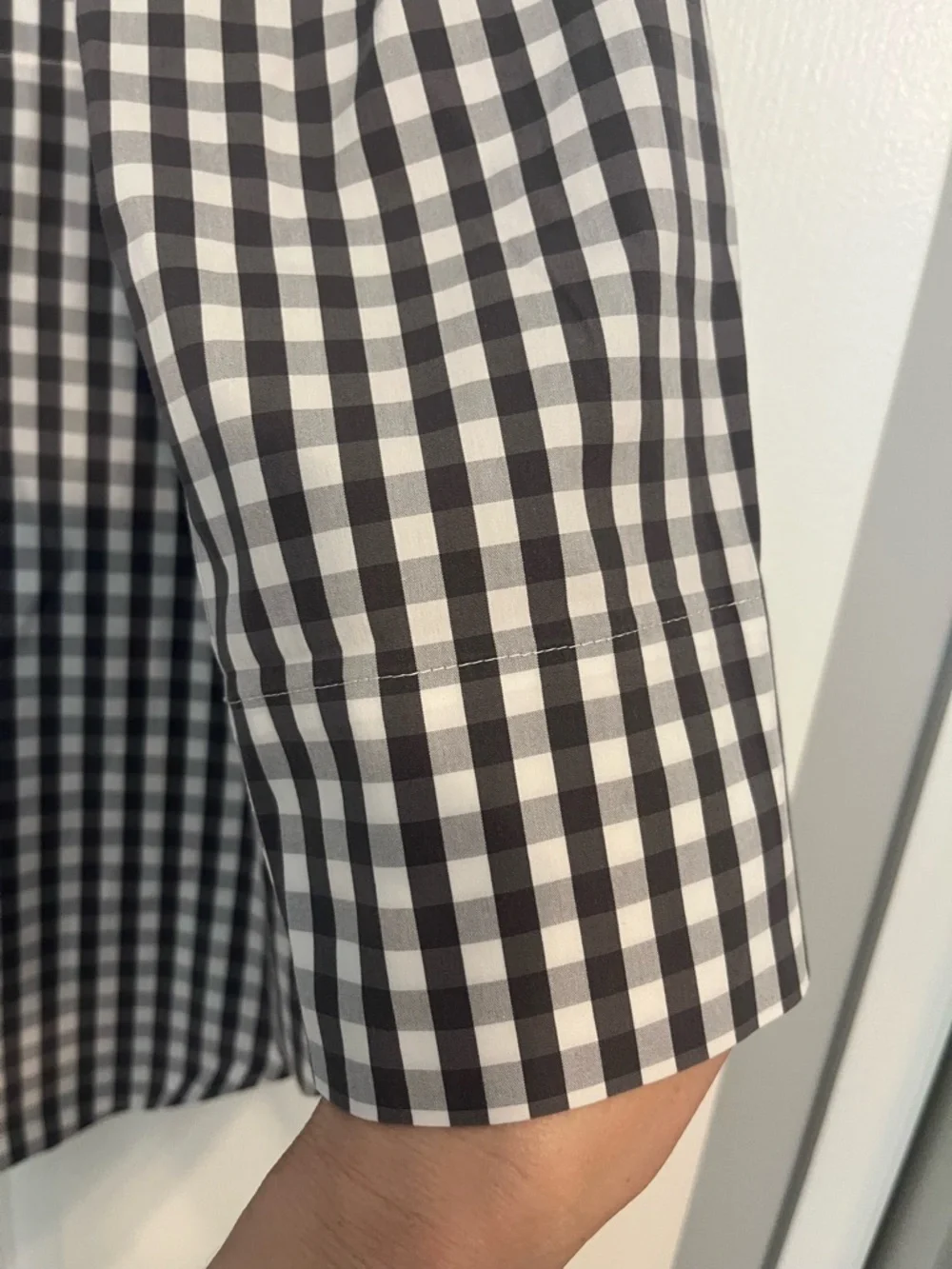 Lafayette 148 New York Gray and White Gingham Shirt - Picture 6 of 8